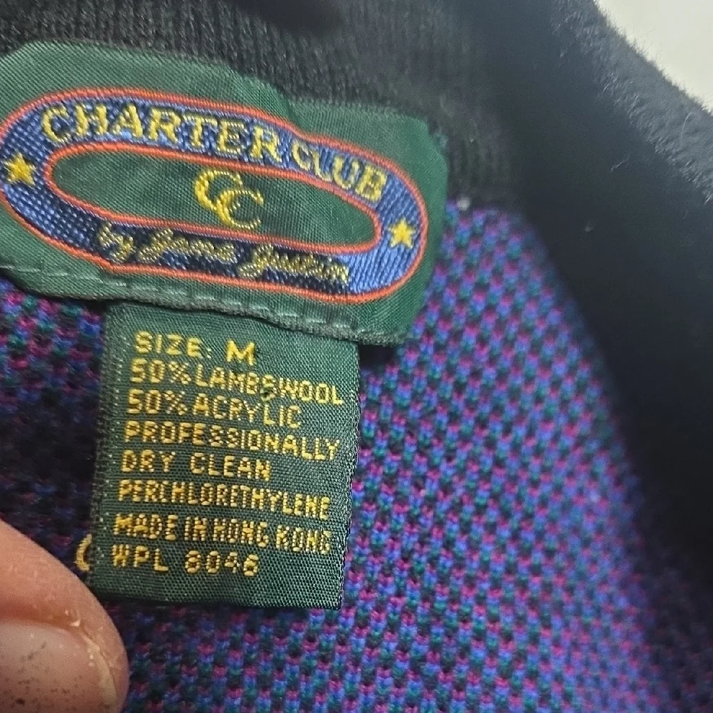 Vintage Charter Club Paisley Cardigan Wool Blend 90s Y2K Longline Sweater M - Picture 8 of 8